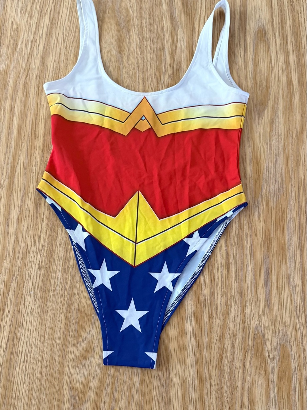 Wonder Woman Inspired Red, Yellow & Blue One-Piece Swimsuit size M